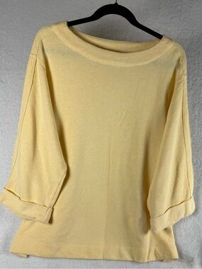 Pure Jill Soft Yellow Lightweight Boatneck sweatshirt - 3/4 Sleeve - Size 1X